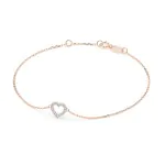 Herz Goldarmband als Ankerkette mit 0,07 Karat Diamanten, Rotgold 585 / 14 Karat