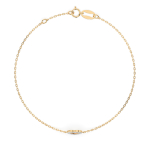 Herz Goldarmband als Ankerkette mit 0,07 Karat Diamanten, Gelbgold 585 / 14 Karat, 16,5 cm lang, Gewicht ca. 0,8 g.