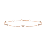 Goldarmband als Ankerkette mit 0,14 Karat Diamanten, Rotgold 585 / 14 Karat, 16,5 cm lang, Gewicht ca. 0,9 g.
