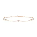 Goldarmband als Ankerkette mit 0,14 Karat Diamanten, Rotgold 585 / 14 Karat, 17 cm lang, Gewicht ca. 0,9 g.