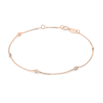 Goldarmband als Ankerkette mit 0,14 Karat Diamanten, Rotgold 585 / 14 Karat, 16,5 cm lang, Gewicht ca. 0,9 g.