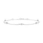 Goldarmband als Ankerkette mit 0,14 Karat Diamanten, Weißgold 585 / 14 Karat, 19,5 cm lang, Gewicht ca. 0,9 g.