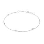 Goldarmband als Ankerkette mit 0,14 Karat Diamanten, Weißgold 585 / 14 Karat, 18 cm lang, Gewicht ca. 0,9 g.