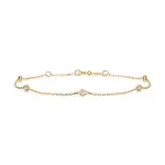 Goldarmband als Ankerkette mit 0,14 Karat Diamanten, Gelbgold 585 / 14 Karat, 17,5 cm lang, Gewicht ca. 0,9 g.