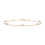 Goldarmband als Ankerkette mit 0,14 Karat Diamanten, Gelbgold 585 / 14 Karat, 20,5 cm lang, Gewicht ca. 0,9 g.