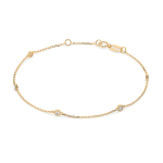 Goldarmband als Ankerkette mit 0,14 Karat Diamanten, Gelbgold 585 / 14 Karat, 17 cm lang, Gewicht ca. 0.9 g.