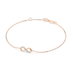 Goldarmband als Ankerkette mit 0,05 Karat Diamanten, Rotgold 585 / 14 Karat, 20 cm lang, Gewicht ca. 1,0 g.
