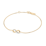 Goldarmband als Ankerkette mit 0,05 Karat Diamanten, Gelbgold 585 / 14 Karat, 20 cm lang, Gewicht ca. 1,0 g.