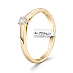 0,10 Karat Diamant Verlobungsring, Gelbgold 750 / 18K, Breite 2 mm, Weite 56 mm, Gewicht ca. 2.03 g.
