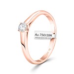 0,20 Karat Diamant Verlobungsring, Rotgold 750 / 18K, Weite 52 mm, Gewicht ca. 2.39 g.