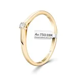 0,05 Karat Diamant Verlobungsring, Gelbgold 750 / 18K, Weite 56 mm, Gewicht ca. 1.86 g.