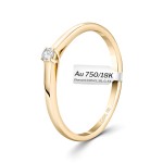 0,05 Karat Diamant Verlobungsring, Gelbgold 750 / 18K, Weite 58 mm, Gewicht ca. 1.86 g.