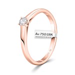 0,10 Karat Diamant Verlobungsring, Rotgold 750 / 18K, Breite 2 mm, Weite 56 mm, Gewicht ca. 1.97 g.