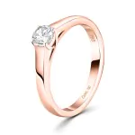 0,10 Karat Diamant Verlobungsring, Rotgold 750 / 18K, Breite 2 mm, Weite 52 mm, Gewicht ca. 1.97 g.