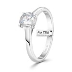 0,90 Karat Diamant Ring mit GIA Zertifikat, Weißgold 750 / 18K, Breite 1,7 mm,Weite 58 mm, Gewicht ca. 3.41 g.