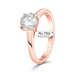 1 Karat Diamant Ring mit GIA Zertifikat, Rotgold 750 / 18K, Breite 1,7 mm,Weite 50 mm, Gewicht ca. 3.41 g.