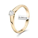 0,20 Karat Diamant Verlobungsring, Gelbgold 585 / 14K, Breite 2,3 mm, Weite 53 mm, Gewicht ca. 2.5 g.