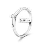 0,10 Karat Diamant Verlobungsring, Weißgold 585 / 14K, Breite 2 mm, Weite 58 mm, Gewicht ca. 2.2 g.