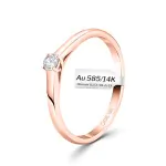 0,10 Karat Diamant Verlobungsring, Rotgold 585 / 14K, Breite 2 mm, Weite 49 mm, Gewicht ca. 2.2 g.