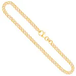 Goldkette als Panzerkette flach in Gelbgold 585 / 14K, 70 cm lang, 3,4 mm breit, Gewicht ca. 21.9 g.