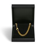 Goldkette als Panzerkette flach in Gelbgold 585 / 14K, 50 cm lang, 4,7 mm breit, Gewicht ca. 28.4 g.