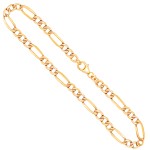 Goldkette als Figarokette hohl in Gelbgold 333 / 8K, 50 cm lang, 4 mm breit, Gewicht ca. 6.4 g.