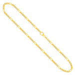 Goldkette als Figarokette diamantiert Gliederung 5+1 in Gelbgold 585 / 14K, 50 cm lang, 2,8 mm breit, Gewicht ca. 9.2 g.