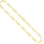 Goldkette als Figarokette diamantiert in Gelbgold 585 / 14K, 55 cm lang, 4,3 mm breit, Gewicht ca. 23.4 g.