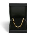 Goldkette als Figarokette diamantiert in Gelbgold 585 / 14K, 45 cm lang, 4,3 mm breit, Gewicht ca. 19.9 g.