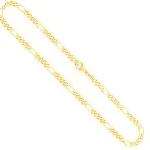 Goldkette als Figarokette diamantiert in Gelbgold 333 / 8K, 75 cm lang, 4,3 mm breit, Gewicht ca. 27.5 g.