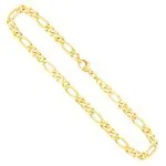 Goldkette als Figarokette diamantiert in Gelbgold 585 / 14K, 50 cm lang, 5,3 mm breit, Gewicht ca. 32.4 g.