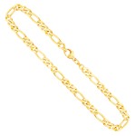 Goldkette als Figarokette diamantiert in Gelbgold 585 / 14K, 55 cm lang, 5,3 mm breit, Gewicht ca. 36.9 g.