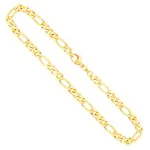 Goldkette als Figarokette diamantiert in Gelbgold 585 / 14K, 55 cm lang, 5,3 mm breit, Gewicht ca. 36.9 g.