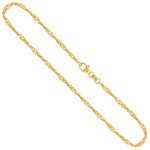 Goldkette als Singapurkette in Gelbgold 375 / 9K, 90 cm lang, 2,4 mm breit, Gewicht ca. 7.4 g.