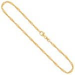 Goldkette als Singapurkette in Gelbgold 585 / 14K, 65 cm lang, 2,4 mm breit, Gewicht ca. 6.5 g.