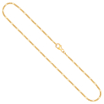Goldkette als Figarokette diamantiert in Gelbgold 750 / 18K, 42 cm lang, 1,5 mm breit, Gewicht ca. 2.8 g.