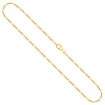 Goldkette als Figarokette diamantiert in Gelbgold 750 / 18 Karat, 70 cm lang, 1.5 mm breit, Gewicht ca. 4 g.