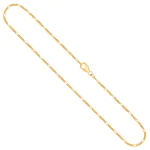 Goldkette als Figarokette diamantiert in Gelbgold 375 / 9 Karat, 55 cm lang, 1.5 mm breit, Gewicht ca. 2,8 g.