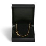 Goldkette als Figarokette diamantiert in Gelbgold 750 / 18 Karat, 38 cm lang, 1.5 mm breit, Gewicht ca. 2.2 g.