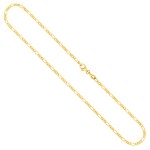 Goldkette als Figarokette diamantiert in Gelbgold 375 / 9K, 45 cm lang, 2,2 mm breit, Gewicht ca. 4.1 g.