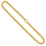 Goldkette als Erbskette hohl in Gelbgold 585 / 14K, 38 cm lang, 6 mm breit, Gewicht ca. 23.6 g.