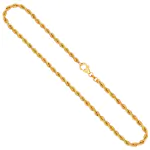 Goldkette als Kordelkette hohl in Gelbgold 585 / 14 Karat, 65 cm lang, 3.3 mm breit, Gewicht ca. 8,4 g.
