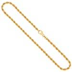 Goldkette als Kordelkette hohl in Gelbgold 375 / 9K, 45 cm lang, 3.3 mm breit, Gewicht ca. 4.5 g.