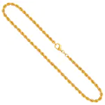 Goldkette als Kordelkette hohl in Gelbgold 585 / 14 Karat, 90 cm lang, 3.8 mm breit, Gewicht ca. 19,9 g.