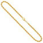 Goldkette als Kordelkette hohl in Gelbgold 333 / 8K, 42 cm lang, 3,8 mm breit, Gewicht ca. 7.5 g.