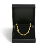 Armband als Kordelkette hohl in Gelbgold 585 / 14K, 18,5 cm lang, 3,8 mm breit, Gewicht ca. 4.3 g.