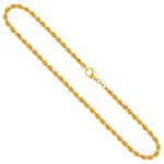 Goldkette als Kordelkette hohl in Gelbgold 333 / 8K, 50 cm lang, 3,8 mm breit, Gewicht ca. 8.3 g.