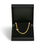 Goldkette als Kordelkette hohl in Gelbgold 333 / 8K, 50 cm lang, 3,8 mm breit, Gewicht ca. 8.3 g.
