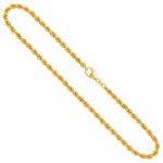 Goldkette als Kordelkette hohl in Gelbgold 585 / 14K, 50 cm lang, 3,8 mm breit, Gewicht ca. 11.1 g.