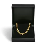 Armband als Kordelkette hohl in Gelbgold 585 / 14K, 21 cm lang, 5 mm breit, Gewicht ca. 7.6 g.